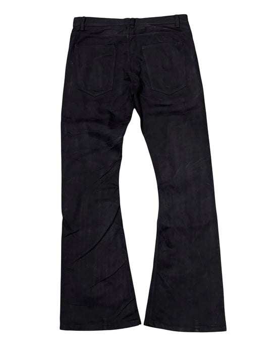 Washed Black Flared Denim