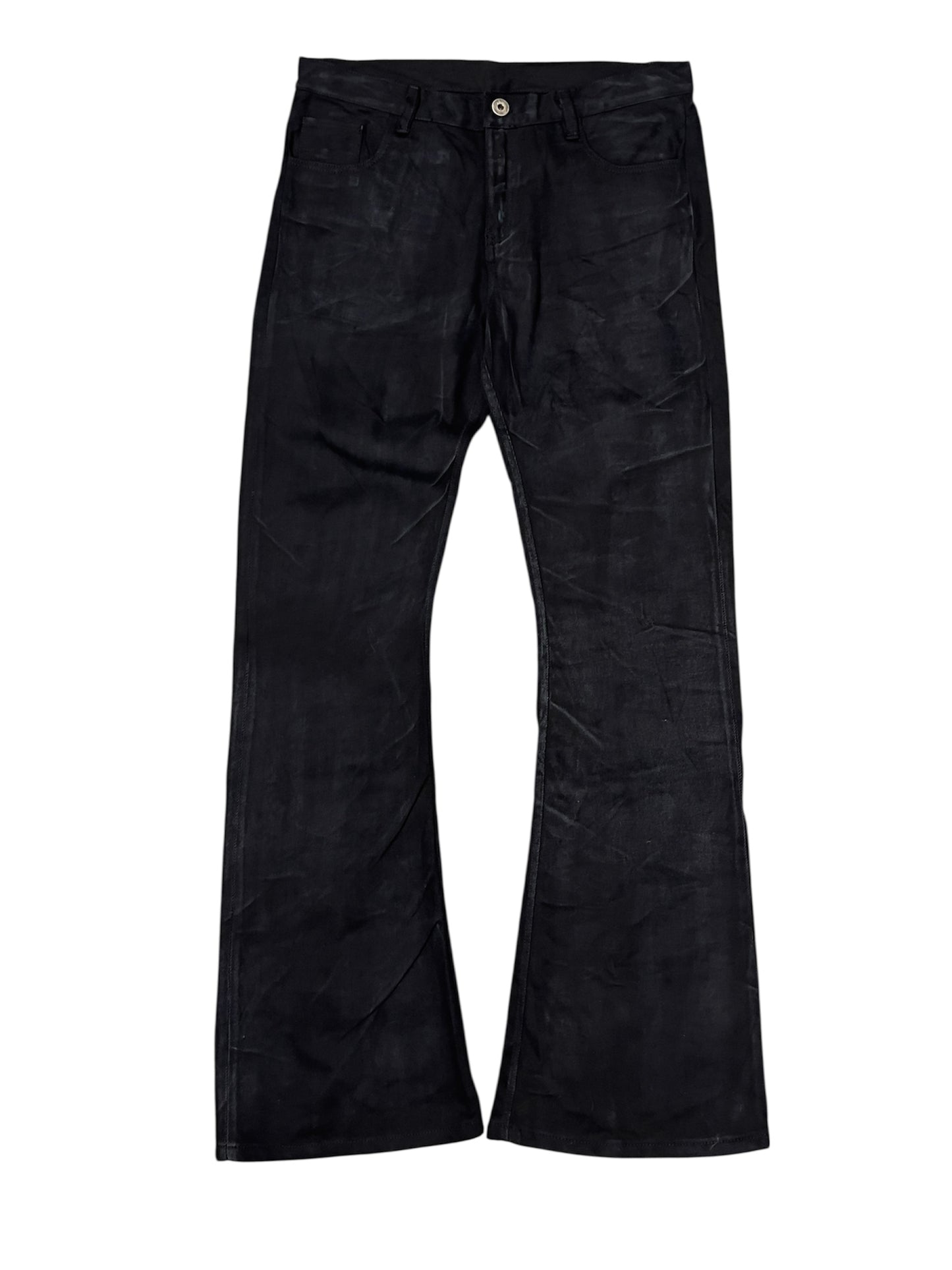 Washed Black Flared Denim