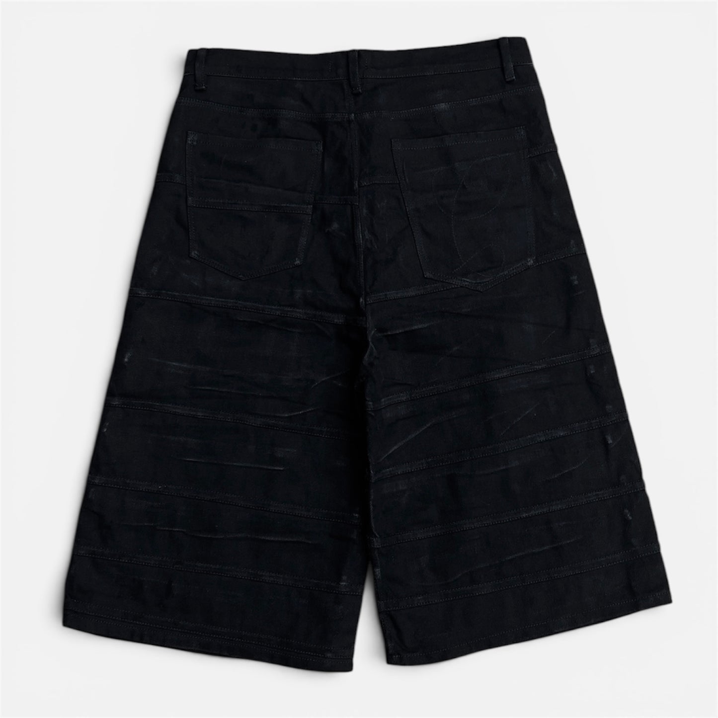 OVERSEAMED DENIM SHORTS