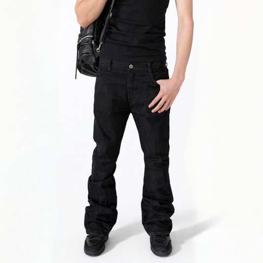 WASHED BLACK FLARED DENIM