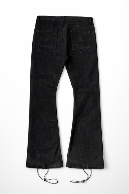 WASHED BLACK FLARED DENIM