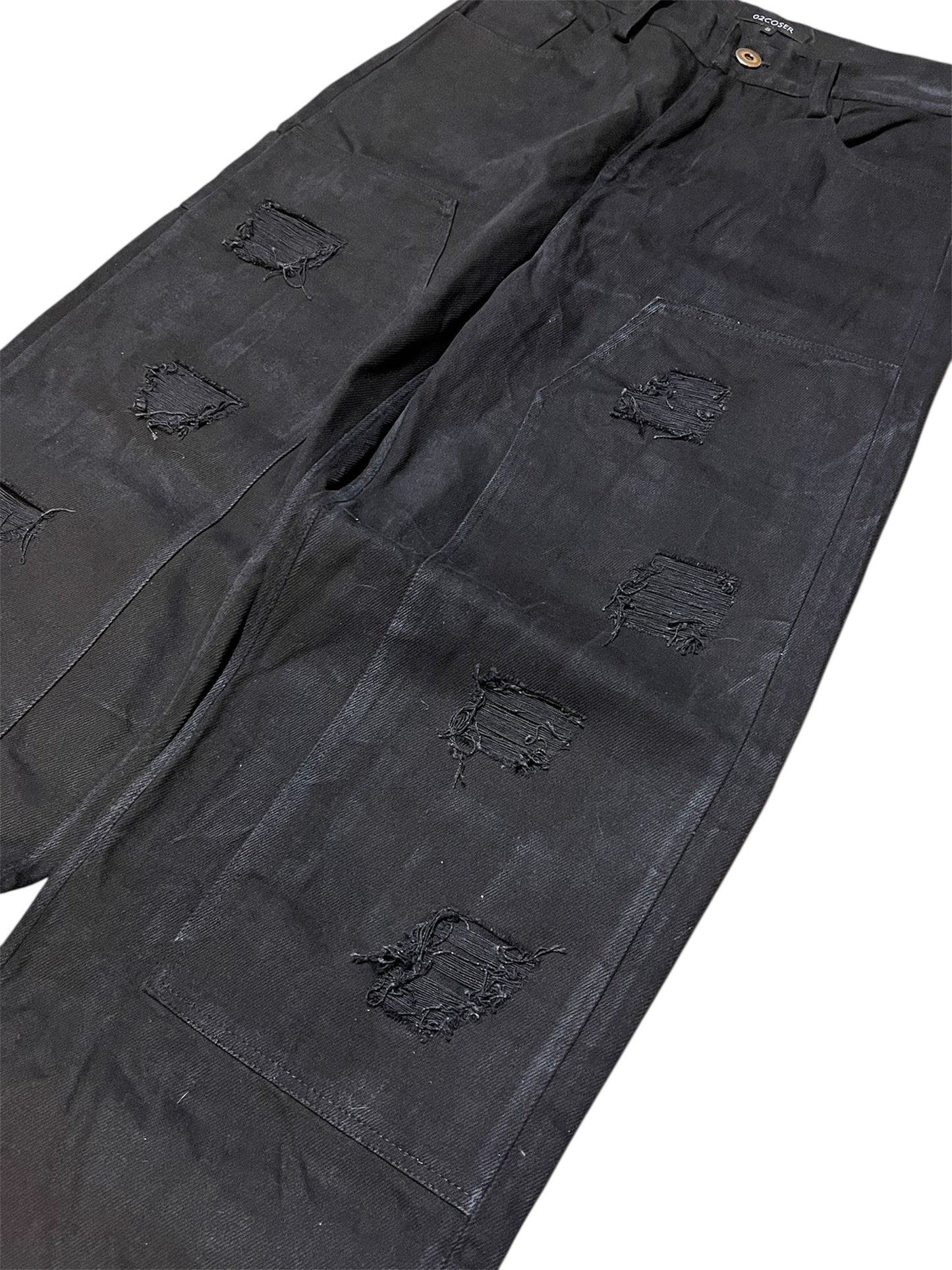 Black Distressed doubleknee jeans