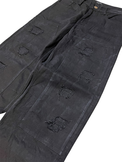 Black Distressed doubleknee jeans