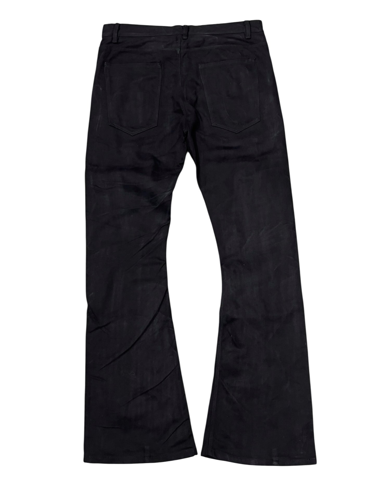 Washed Black Flared Denim