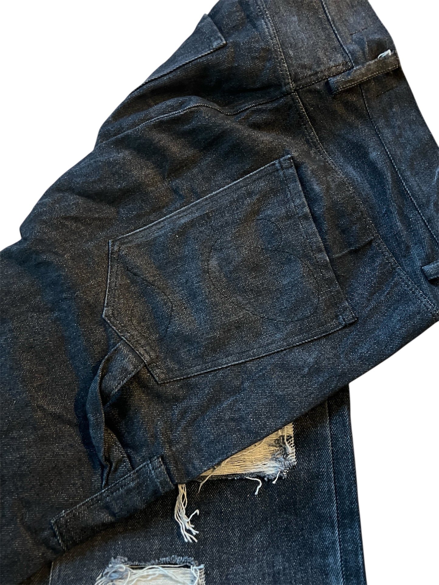 Navy distressed doubleknee jeans