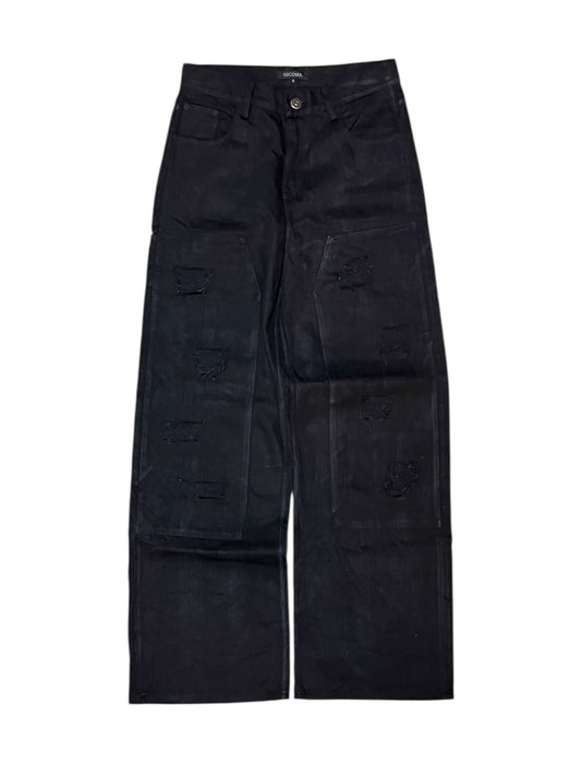 Black Distressed doubleknee jeans