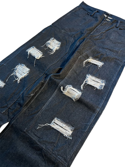 Navy distressed doubleknee jeans