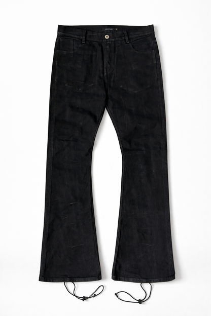 WASHED BLACK FLARED DENIM