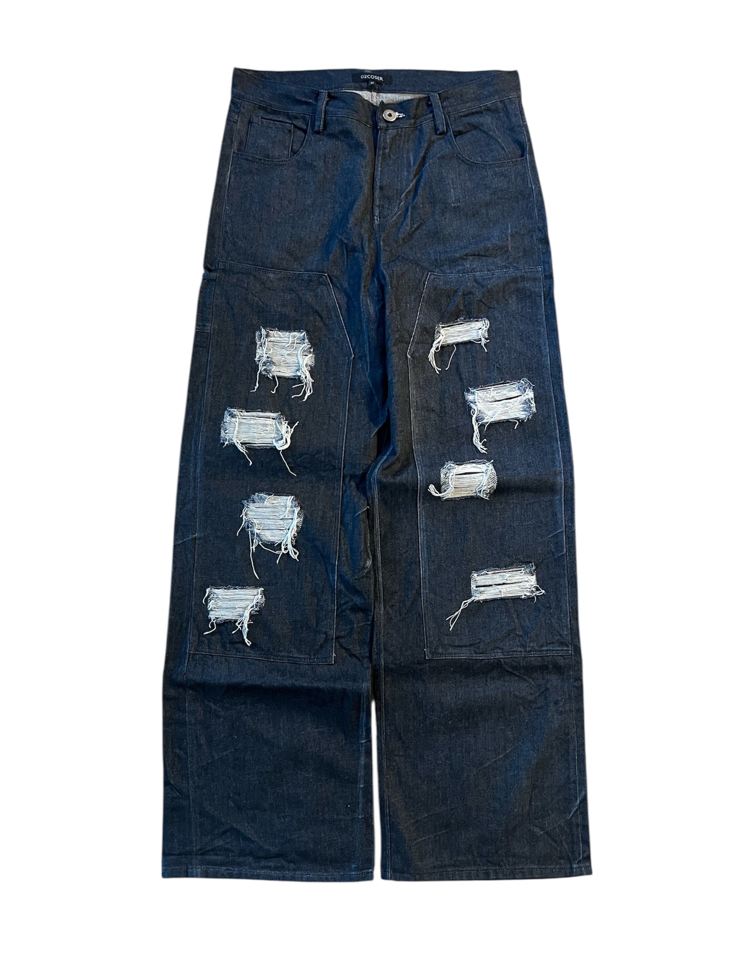 Navy distressed doubleknee jeans