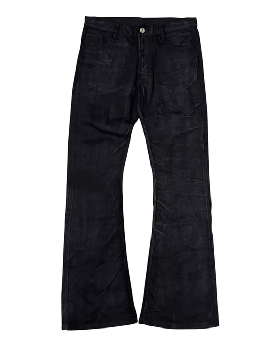 Washed Black Flared Denim