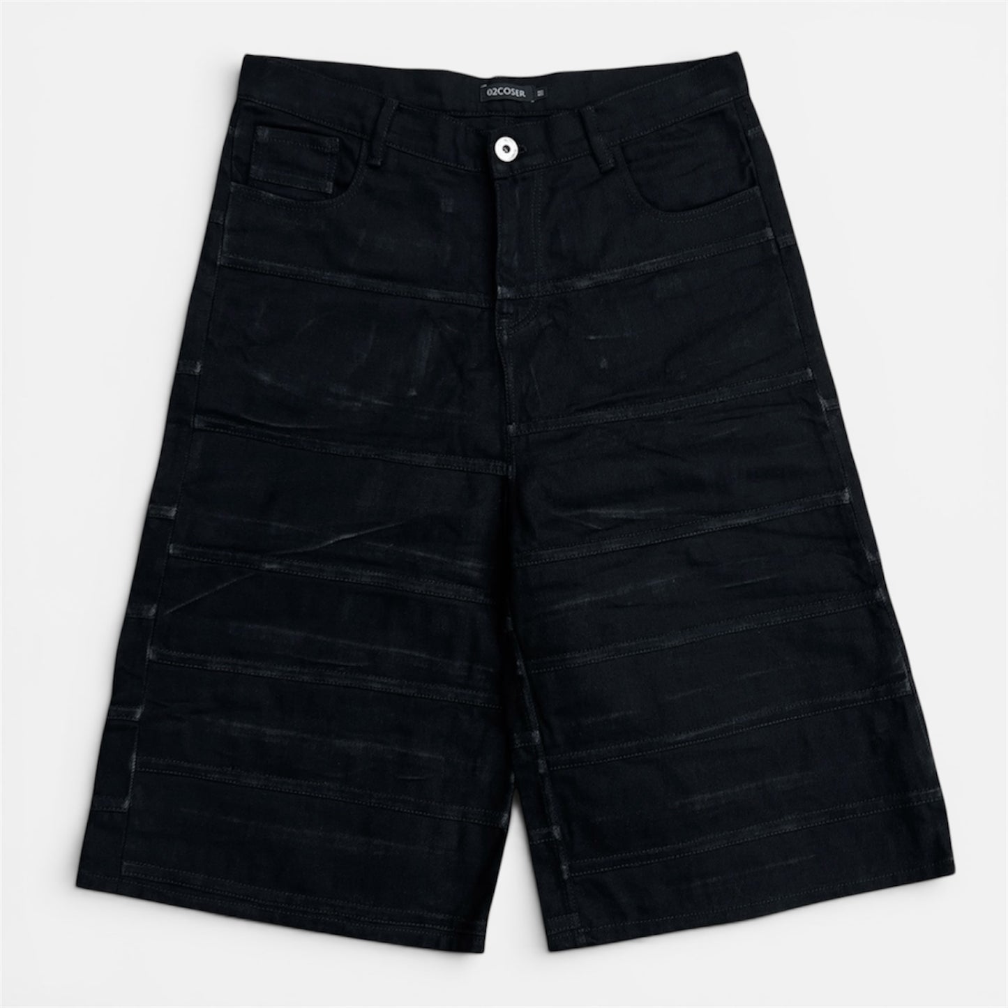 OVERSEAMED DENIM SHORTS